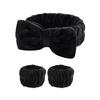 Faixa de Cabelo com Laço, Pulseira, Conjunto de Três Peças para Lavar o Rosto para Mulheres, Punhos de Pelúcia, Absorvente de Água, Conjunto de Pelúcia de Secagem Rápida, Novo Estilo