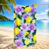 Toalla de playa de verano fresca con estampado digital de limón para vacaciones en la playa, toalla de baño de natación de limón de secado rápido