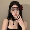 Máscara de flor negra, accesorio de disfraz para baile de máscaras, máscara de media cara para fiesta/fiesta anual, antifaz, máscara nocturna de maquillaje.