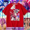 Camiseta de Manga Corta Kpop Demon Slayer para Niñas, Top Holgado de Algodón para Verano, Ropa Infantil de Moda de Media Manga