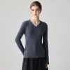 Suéter de cachemira 100% pura con cuello en V para mujer, nuevo estilo otoño e invierno, tejido de ochos, color liso, manga larga, corte ajustado, adecuado para ir al trabajo