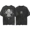 Camiseta Lavada Estilo Callejero Harajuku Camiseta de Anime Japonés Naruto Camiseta de Algodón Doble Cara Top Manga Corta para Hombre