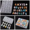 Molde de Silicone para Chaveiro Pingente de Letras Inglesas Maiúsculas e Minúsculas e Números com Superfície de Espelho de Resina de Cristal DIY Papoula