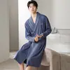Pijama para hombre para otoño e invierno, bata nueva de manga larga, simple y casual, algodón puro, color liso, ropa para el hogar