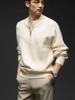 Yingao Estilo Perezoso Tejido Grueso Ropa de Punto para Hombre Otoño e Invierno Estilo Coreano Mezclado Media Cremallera Ropa de Punto para Hombre Venta al por Mayor