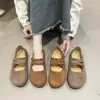 Sapatos Mary Jane Macios com Salto Aumentado Estilo Retrô para Mulheres, Novo Modelo Verão 2026, Sapatos Casuais Rasos com Fivela Dupla Atacado