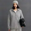 Suave y acogedor suéter de cachemira 2026 otoño/invierno nuevo para mujer, ajuste holgado, con media cremallera, cuello retorcido, suéter de punto base