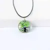 Colar Cruzado de Flores Secas, Plantas, Casca de Árvore, Corda, Pedra do Tempo, Pingente de Vidro Joias DIY