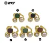Anel Feminino Ajustável Mpr160 Pérola Natural de Água Doce Pedra Colorida Banhado a Ouro 18K, Hot-Selling de Exportação
