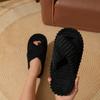 Zapatillas de Algodón con Tira Cruzada Peludas Europeas y Americanas para Mujer en Casa, Zapatillas de Felpa de Algodón Amigables con la Piel para Mujer, Venta al por Mayor