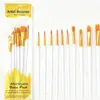 Set de 10 Pinceles de Plástico con Mango y Cerdas de Nylon para Pintura Acuarela, Acrílico y Óleo - Pinceles para Pintura Artística