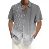 Camisa Casual Simple de Manga Corta para Hombre Europea y Americana Transfronteriza Costura a Rayas Impresión Digital 3D Cuello Camisero Todo Fósforo