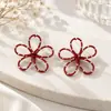 Aretes de Fuegos Artificiales Rojo Aguja Plateada Nuevo Lujo Juvenil Temperamento Sensación de Alta Gama Únicos Accesorios de Aretes de Flor Nuevo Estilo Exquisito Moderno Otoño