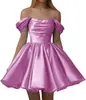 Vestido Curto de Coquetel Europeu e Americano Assimetria, Vestido de Festa de Aniversário à Noite, Vestido de Banquete para Socialites, Vestido Usável no Dia a Dia