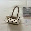 Bolsa de Ombro de Bolinhas Grande Capacidade Estilo Coreano, Bolsa de Braço Estilosa Moda Retro Nicho, Bolsa de Trabalho Colorida Estilo Francês