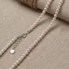 Estilo Chino Nuevo de Cuatro Estaciones Perla Real Redonda Casi Perla de Grano de Mijo de Agua Dulce Natural Cadena Clásica Simple Collar Corto con Sensación de Lujo Ligero Simple