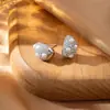 Pendientes Huecos de Hoja con Microincrustaciones de Corazón Eterno para Mujer con Diseño de Circonita de Cobre, Exquisitos y Pequeños Accesorios de Pendientes de Personalidad