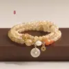 Pulsera de Jade Verde y Blanco Tianshan de Doble Capa para Mujer con Colgante de Ginkgo y Calabaza, Nuevo Modelo 2026 Pulsera de Cristal