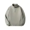 Sudadera con cuello alto texturizado, engrosada de 390 g, con media cremallera para hombre, estilo americano simple, holgada, pesada, para otoño e invierno