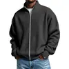 Sitio web independiente transfronterizo europeo y americano ropa de hombre, moda vintage estilo americano para hombre, chaqueta sencilla de color liso con tejido gofrado, cuello alto, con cremallera