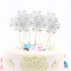 Cartão Floco de Neve para Bolo de Aniversário Bandeirinha de Bolo Plug-in para Bolo Decoração de Bolo Floco de Neve Frozen Pacote com 5