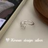Joyería de Plata Pequeña Fresca Coreana Anillo de Plata de Ley S925 con Forma de Lazo Simple Elegante Natural Nicho Anillo Abierto