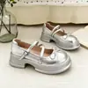 Zapatos de cuero para niñas de tacón alto y gruesos con lazo, nuevos de otoño 2026, versátiles estilo JK japonés y francés, zapatos Mary Jane