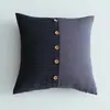 Almofada de Lançar Patchwork Listrado Botão Estilo Floresta Algodão Linho Nórdico Almofada Lombar de Escritório Fronha Atacado