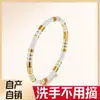 Pulseira Esmaltada Colorida Aberta para Mulheres Joia de Mão para Estudantes Francesa de Nicho Pulseiras Finas Empilhadas Preto e Branco Dourado