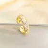 Anillo Ladrillo de Diseño Nicho de Alta Gama Lujo Accesible para Mujer Moda Europea y Americana Creativo Zirconia Chapado en Oro Anillo Abierto Ajustable