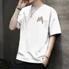 Moda Coreana de Verão Elegante Simples Blusa de Meia Manga Nova Camiseta de Manga Curta Masculina Estilo Hong Kong Solta Casual Tendência Marca Camiseta