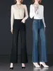 Pantalones de campana para primavera y otoño, pantalones vaqueros de microcampana, diseño de cola de pez, versátiles, rejuvenecedores, adelgazantes, deslumbrantes pantalones de mujer con lentejuelas de color galaxia en stock