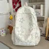 Mochila Estilosa de Estrela para Alunos do Ensino Fundamental II e Médio, Leve Fashionável Grande Capacidade Estilo Coreano Mochila do Ensino Fundamental para Meninas