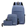 Mochila Masculina de Três Peças para Negócios Mochila Fashion Mochila Feminina Casual Simples Grande Capacidade Bolsa Escolar Bolsa para Computador