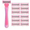 Envío Transfronterizo Cuchillas de Rasurar de Seis Capas Depiladora Rosa Manual Portacuchillas Set de Cuchillas Rasuradora