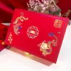 Caja de Traje Red Velvet Caja de Regalo para Joyería de Boda Dragón y Fénix Tres Herrajes Dorados Caja de Joyería Dorada Lista para la Venta