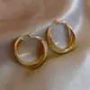 Pendientes de Aro Retorcido Estilo Europeo y Americano, Lujo Ligero, Nicho, Personalizados, Versátiles, Pendientes de Moda Adecuados para Caras Cuadradas y Redondas