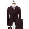 Terno de lã slim fit estilo italiano, um conjunto de três peças para outono e inverno, um terno espessado para noivos, trajes de casamento e vestuário formal de negócios para homens