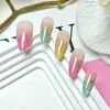 Uñas Artesanales Almendradas con Lentejuelas Arcoíris, Parches de Uñas Coloridos y Atmosféricos, 10 Piezas de Parches de Manicura Ojo de Gato Codificados