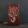 Nueva Cartera Larga de Cuero Genuino para Mujer con Estampado de Animales Retro de Piel de Vaca Bolso de Teléfono Móvil de Gama Alta