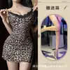 Lingerie Sexy Sedução Sexy Camisola de Alcinha Estampada Leopardo Pijama Sedução Paixão com Laço Vestido para Night Bar