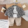 Ropa Infantil Estilo Coreano Nueva, Conjunto de Otoño para Niños, Conjunto de Moda de Tres Piezas con Camisa Floral para Niños, Moda al por Mayor