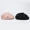 Boina de Pérola de Lã Outono e Inverno Moda Coreana Moda Britânica Retro Octogonal Cap All-match Inverno Quente Paintsman Cap