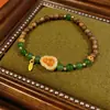 Pulsera de Calabaza de Jaspe Granate Naranja, Estilo Vintage de Lujo Ligero y de Gama Alta, Pulsera de Amistad Nueva Tendencia Nacional Estilo Chino