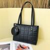 Bolsa Quadrada Pequena Portátil para Trabalho Moda Coreana Elegante Simples Duas Peças Acolchoada Malha Grande Bolsa de Ombro Feminina