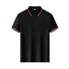 195g Seda de Hielo Secado Rápido Cuello Rayado Negocios Camisa POLO Manga Corta Camiseta Camisa Cultural Ropa de Trabajo Bordado Estampado Logo
