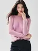 Nuevo Suéter de Punto de Seda y Cachemira con Cuello Redondo para Mujer Otoño/Invierno 2026 Suéter Hueco Suave Agradable a la Piel Capa Base