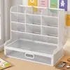 Porta Lápices de Metal Inclinado para Escritorio Caja de Almacenamiento Almacenamiento de Escritorio de Oficina Porta Lápices Gran Capacidad Super Estudiante Almacenamiento de Papelería Niño