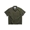 Camisa Masculina de Manga Curta com Gola Cubana Estilo Retrô, Textura Bolha Respirável, Camisa Casual Solta, Jaqueta Fina de Verão
