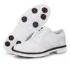 Sapatos de golfe brancos de luxo para homens com cadarços fixos esculpidos, sapatos masculinos para competição esportiva profissional, tamanhos grandes 45, 46, 47